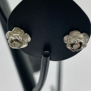 Vintage LC Detailed Sterling Rose Earrings